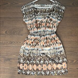 Soprano Brown and Orange Patterned Mini Dress boho